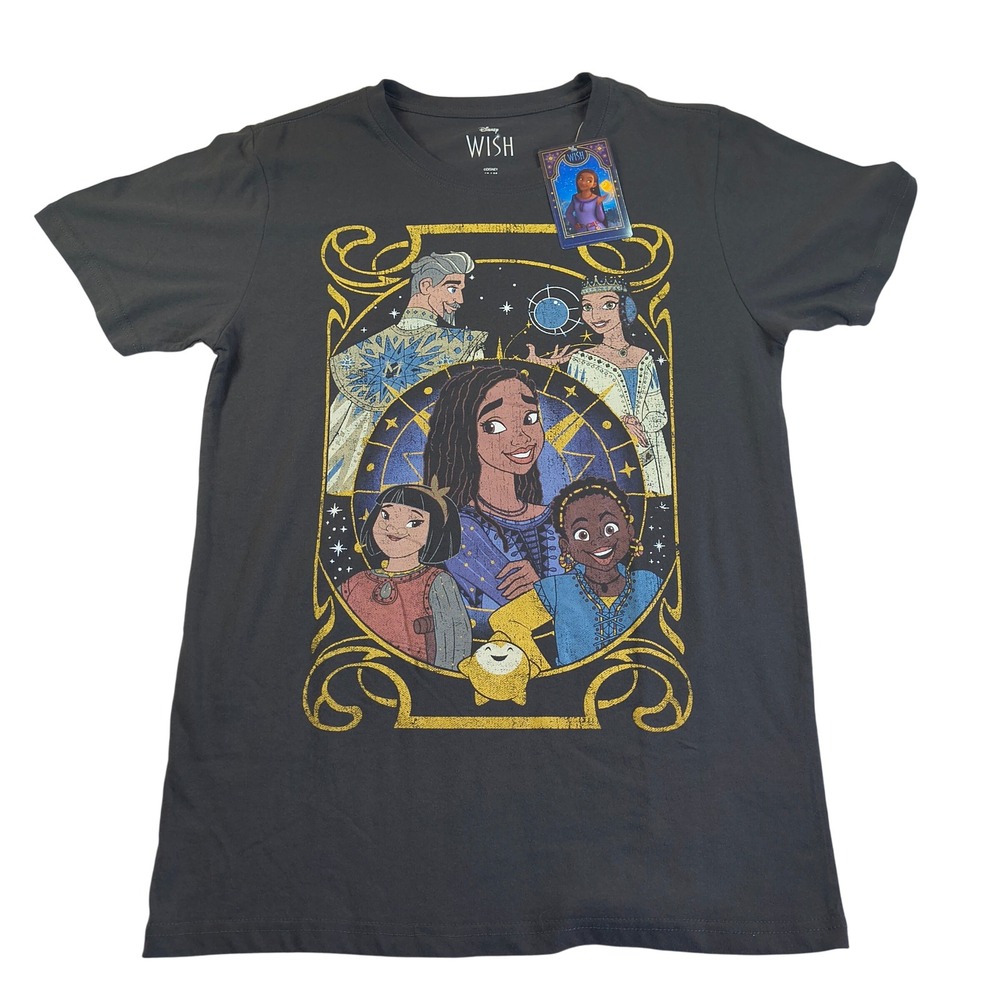 Disney‎ Wish Movie T-Shirt Graphic Print Charcoal Gray Womens Medium New